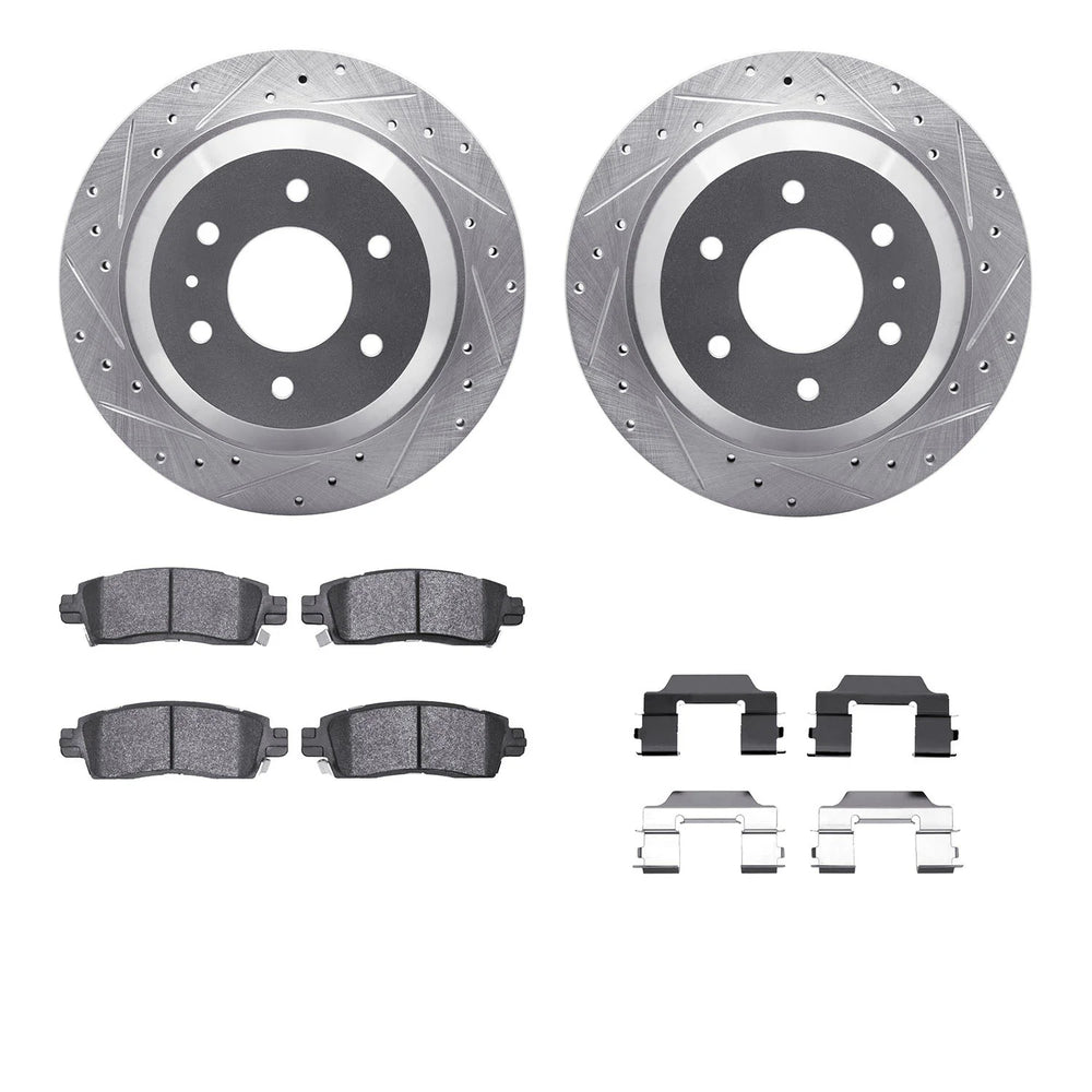 R1 02-09 Saab 9-7x Rear Drill & Slot Silver Rotors w/Ceramic Pads & Hardware