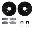R1 13-19 Nissan Sentra Front Drilled & Slotted Black Rotors w/Optimum OE Pads & Hardware