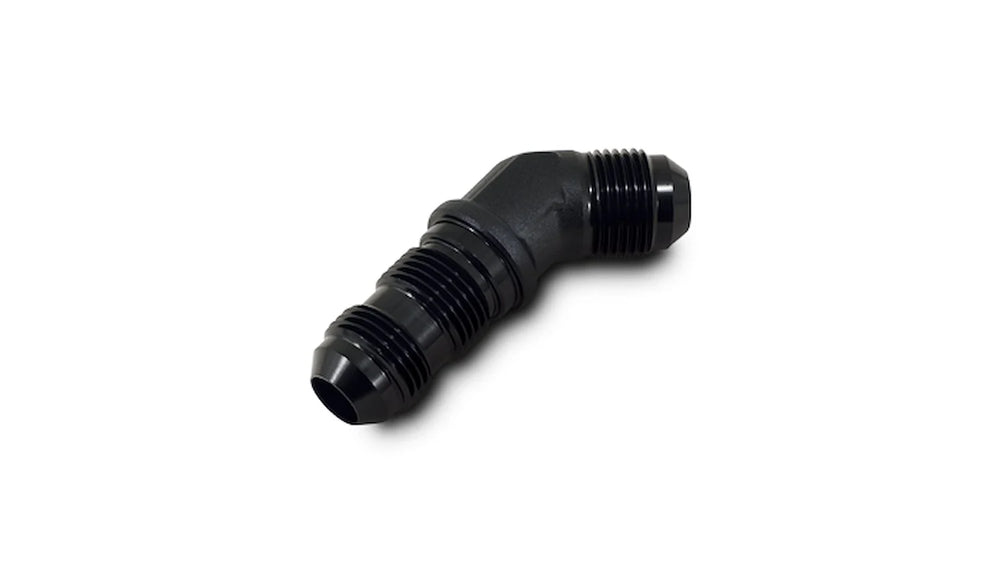 Vibrant -10AN Bulkhead Adapter 45 Degree Elbow Fitting - Anodized Black Only