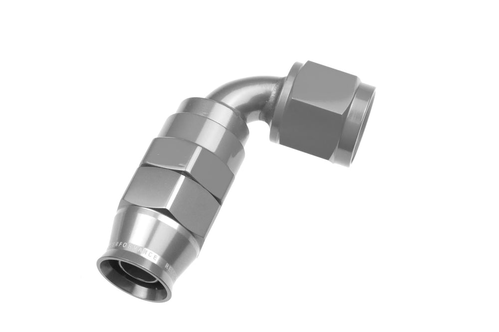 08 AN 90 DEGREE PTFE REUSABLE HOSE END CLEAR