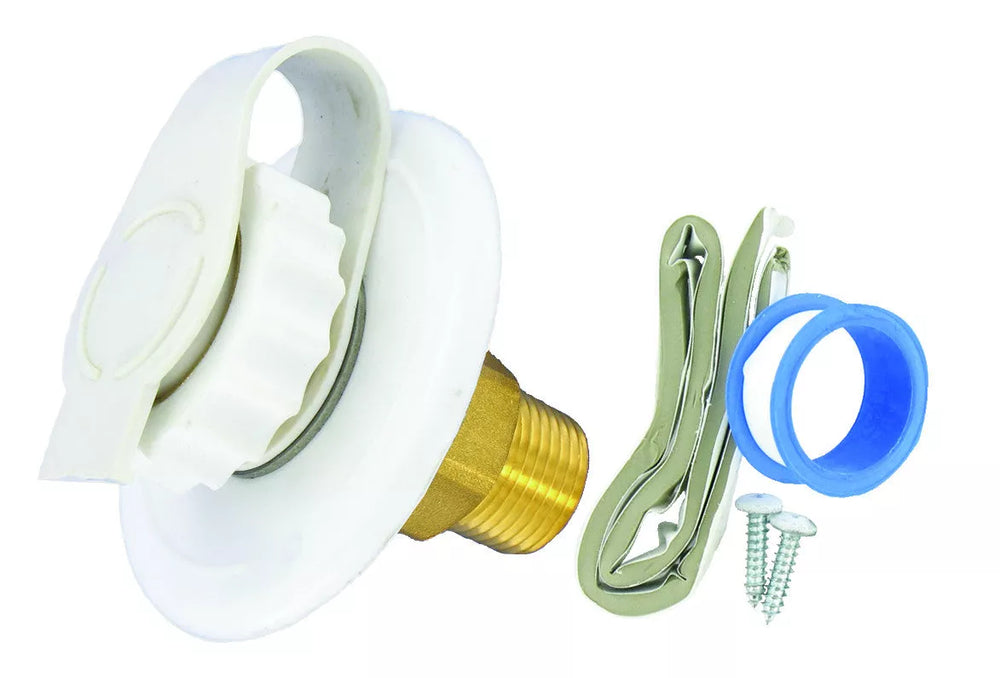 WATER INLET 23/4IN PLASTIC FLANGE WHITE LEADFREE CARDED
