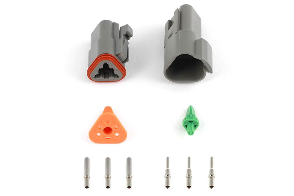 Haltech Matching Set of Deutsch DT-3 Connectors (DT06-3S + DT04-3P) - (13 Amp) Plug & Pins