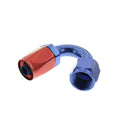 10 150 DEGREE FEMALE ALUMINUM HOSE END RED&BLUE