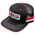 RockJock Retro Hat w/ Stripes and Patch. Mesh Back Adjustable.