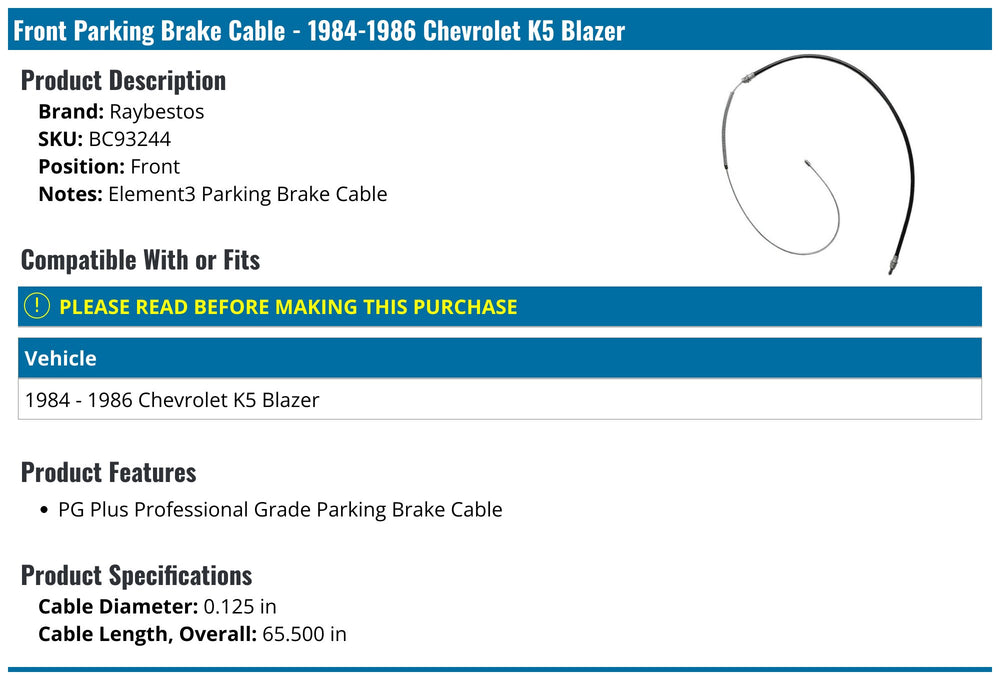 PARKING BRAKE CABLE