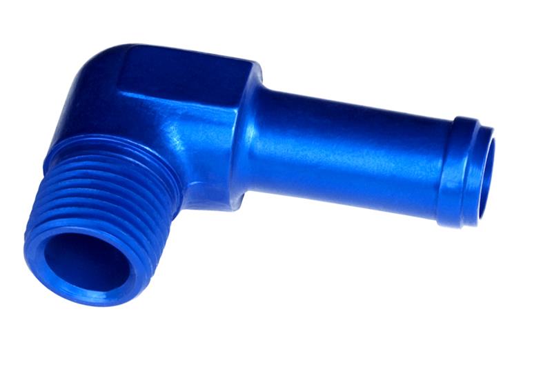 08 (1/2) OD HOSE NIPPLE TO 06 (3/8) NPT MALE 90 DEGREE BLUE