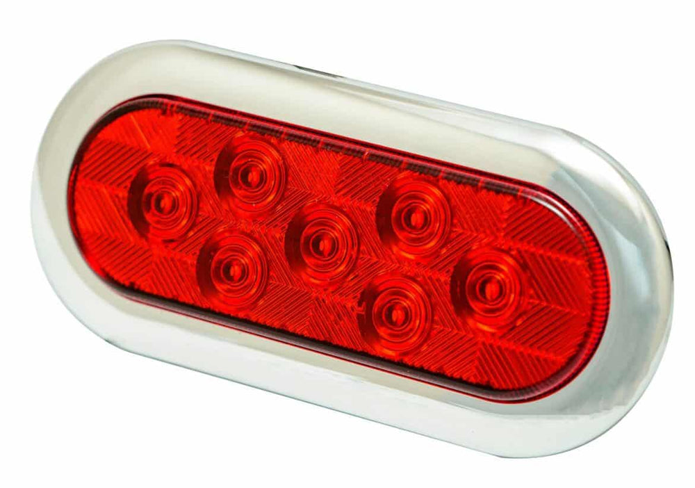 6.5IN OVAL RED LED SURFACE MOUNT S/T/T WITH BEZEL 7 DIODES