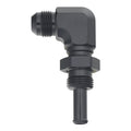 DeatschWerks 8AN Male Flare to 90-Degree 3/8in Single Hose Barb - Anodized DW Titanium