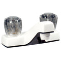LAVATORY FAUCET 4IN 2 SMOKE KNOBS PLASTIC WHITE
