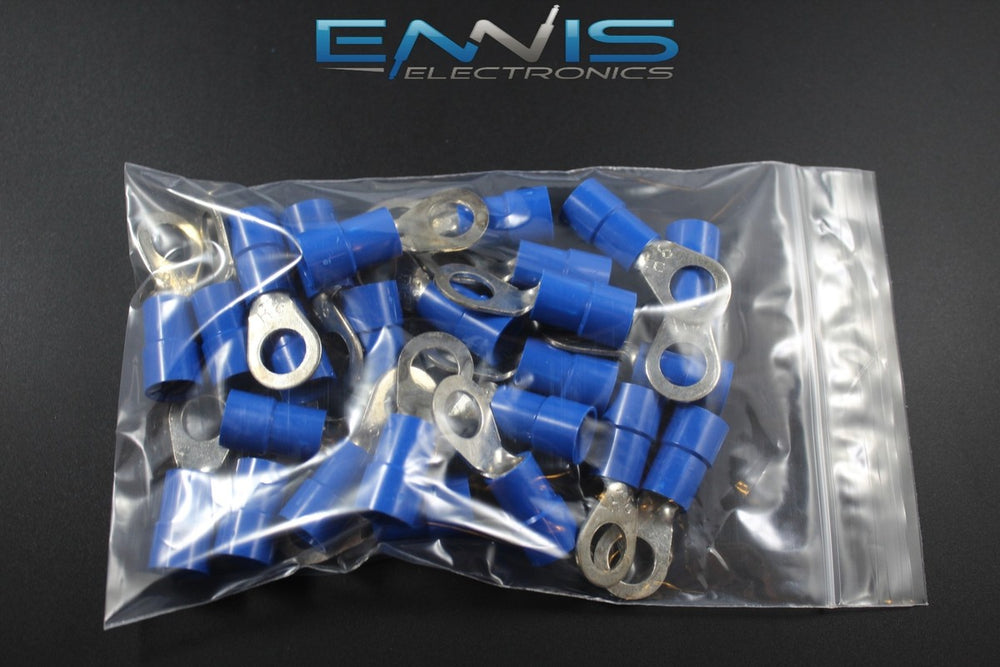 BLUE VINYL RING TERMINAL 6 GAUGE 3/8 INCH PACKAGE OF 25
