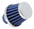K&N 3/8in-1/2inid Flg X 2in od B X 1-3/4in h X 1.5in Tp Cr Multi Lingual Blue