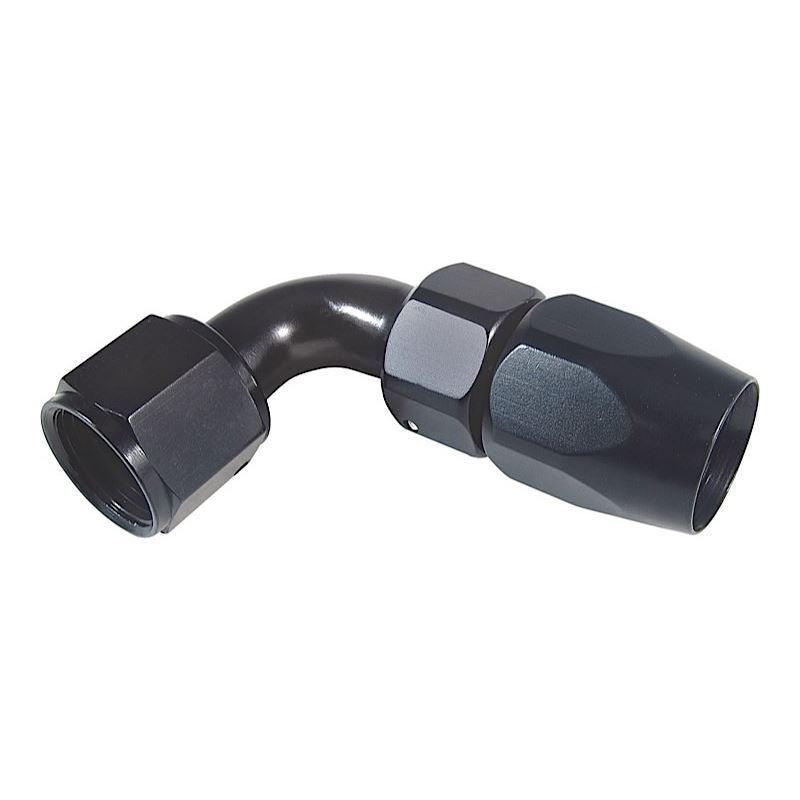 BLACK 90 DEGREE SWIVEL ALUMINUM HOSE END 16AN