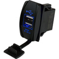 ROCKER DUAL USB SOCKETS W/VOLT
