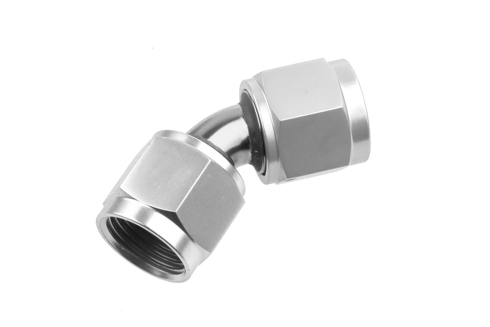 08 FEMALE TO FEMALE AN/JIC FLARE SWIVEL COUPLING 45 DEG CLEAR