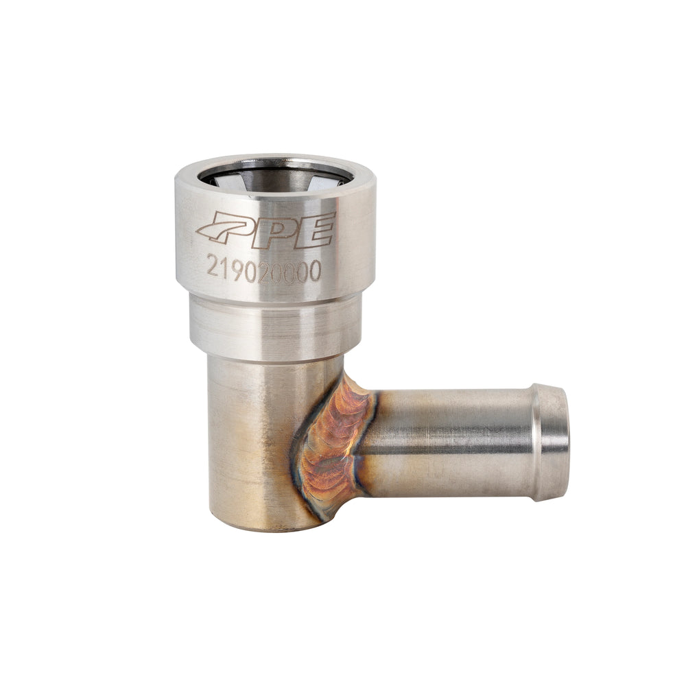 Heater Hose Connector 5/8 QC Small Tube 90 degrees to 5/8 Hose Barb - RAM 6.7L Cummins 2007.5-2024