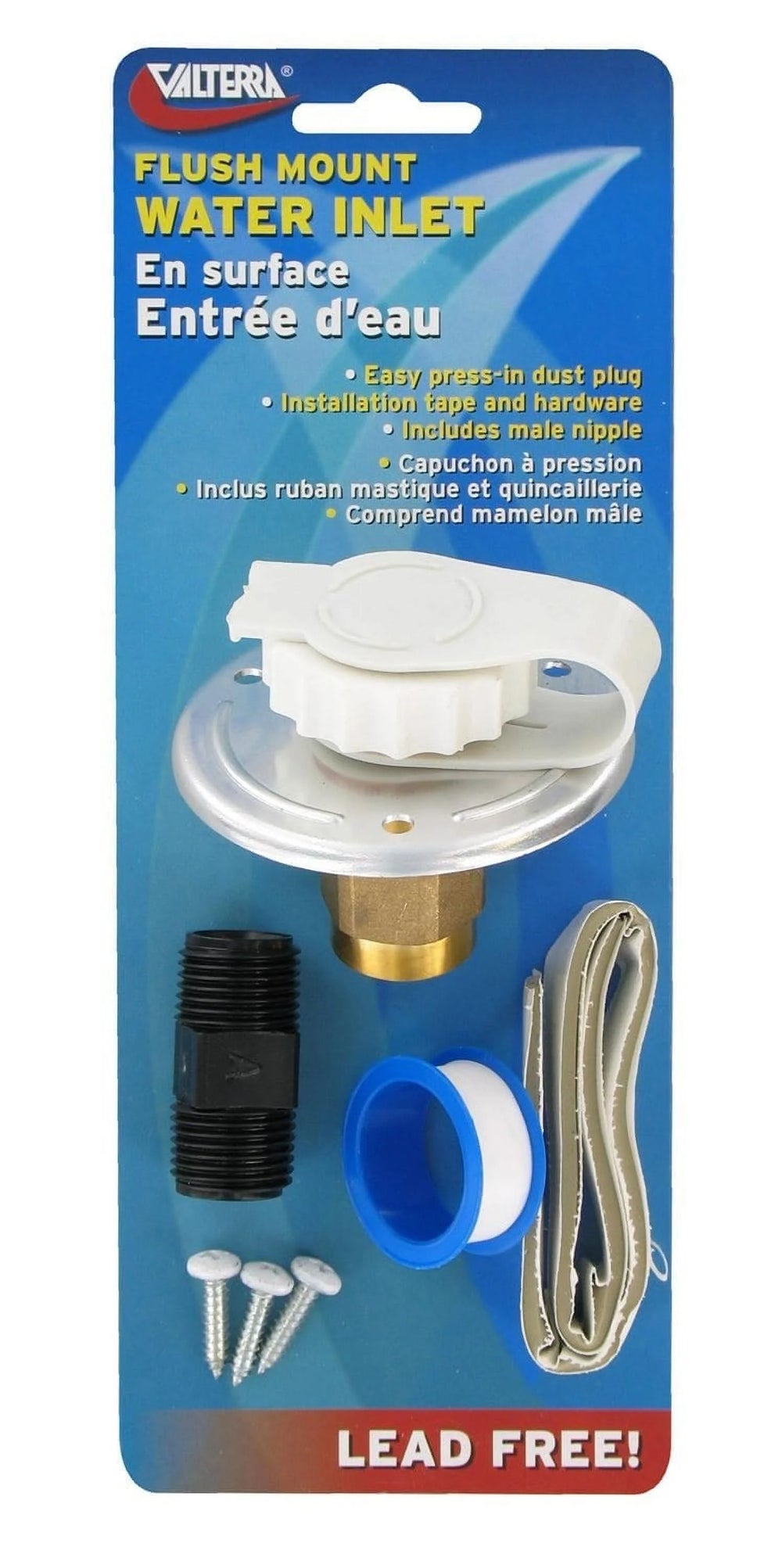 WATER INLET 23/4IN METAL FLANGE ALUM FINISH LEADFREE CARDED