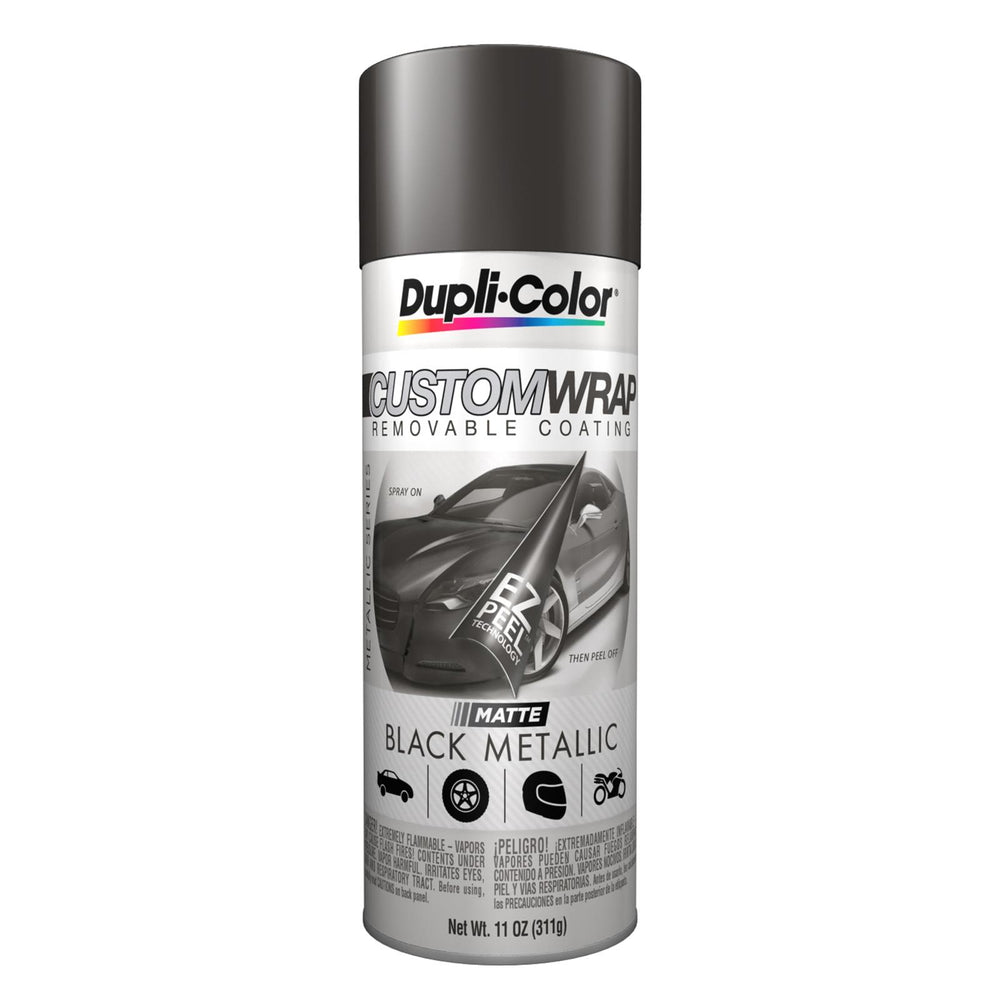 DUPLICOLOR CUSTOM WRAP REMOVABLE COATING MATTE BLACK METALLIC 11 OZ