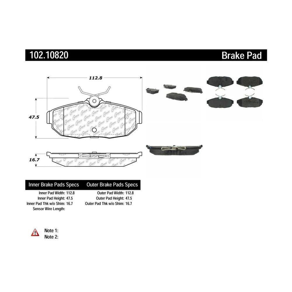 Centric C-TEK Semi-Metallic Brake Pads w/Shims - Rear