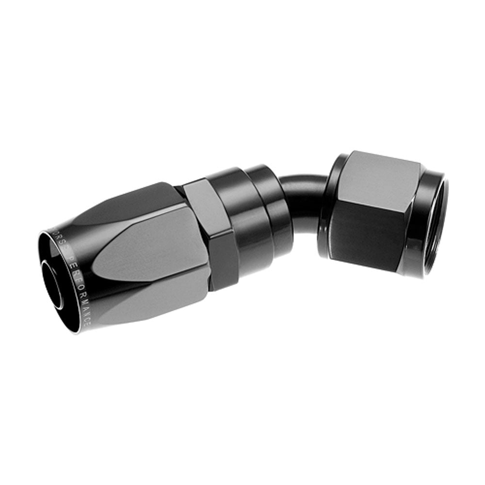 08 45 DEGREE FEMALE ALUMINUM HOSE END BLACK