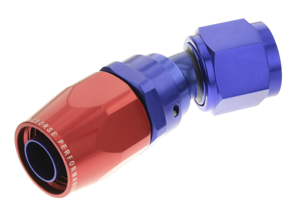 08 30 DEGREE FEMALE ALUMINUM HOSE END RED&BLUE