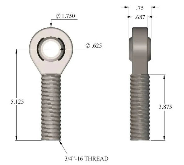 HEAT TREATED CHROMOLY 3/416 X 5/8 LH MAGNUM SERIES HEIM