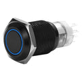19 MM MOMENTARY BLACK SWITCH WITH HARNESS 5A IP67 - BLUE