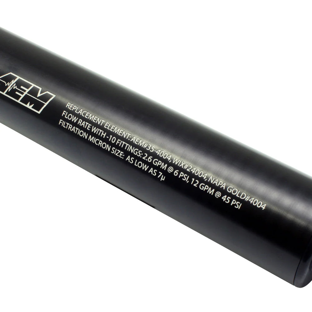 AEM replacement fuel filters for the 25-200BK Honda/Acura fuel filter and 25-201BK -10AN Universal High Flow Fuel Filter.