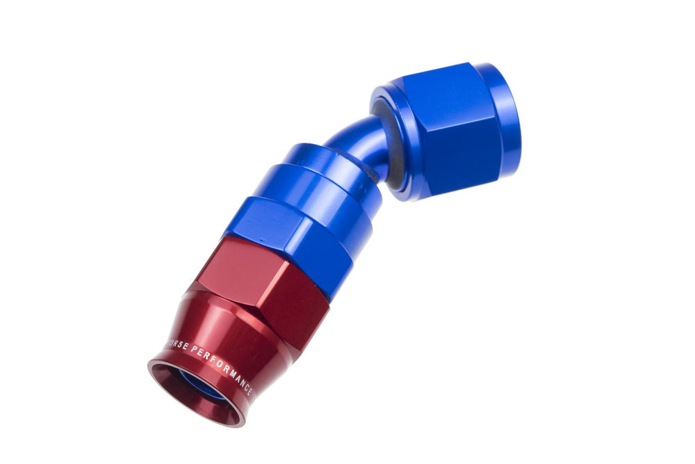 06 AN 45 DEGREE PTFE REUSABLE HOSE END BLUE