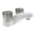 RV LAVATORY FAUCET W/SMOKED ACRYLIC KNOBS WHITE