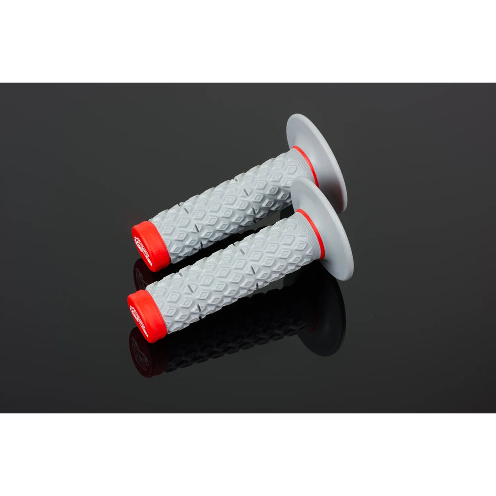 Renthal Soft/Firm MX Dual Compound Grips Tapered 1/2 Waffle - Gray/Red