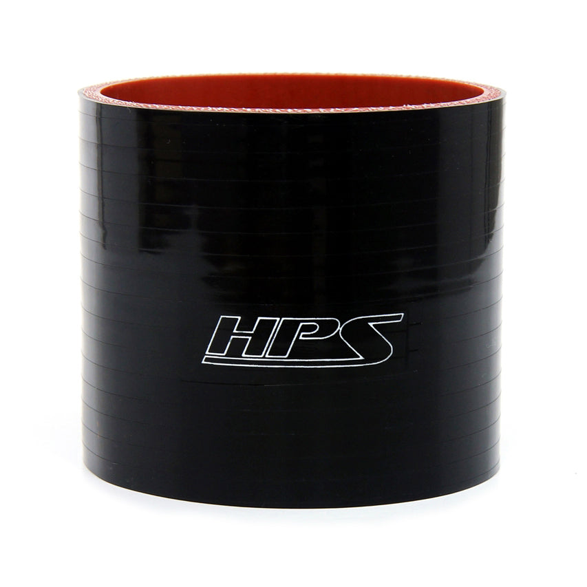 HPS Performance 3-5/8 ID 3 Long High Temp 4-ply Reinforced Silicone Straight Coupler Hose Black (92mm ID 76mm Length)