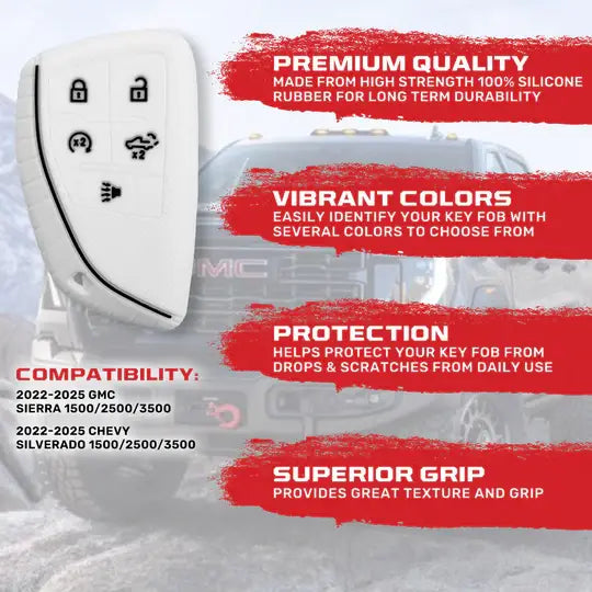 22C SIERRA & SILVERADO KEY FOB COVER WHITE SILICONE