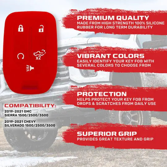 1921 SIERRA & SILVERADO KEY FOB COVER RED SILICONE