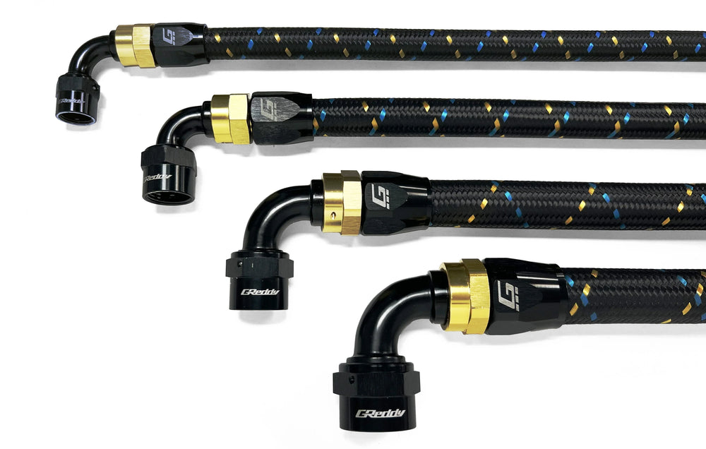GReddy AN04 90 DEGREE HOSE END SWIVEL BLACK/GOLD ANODIZED