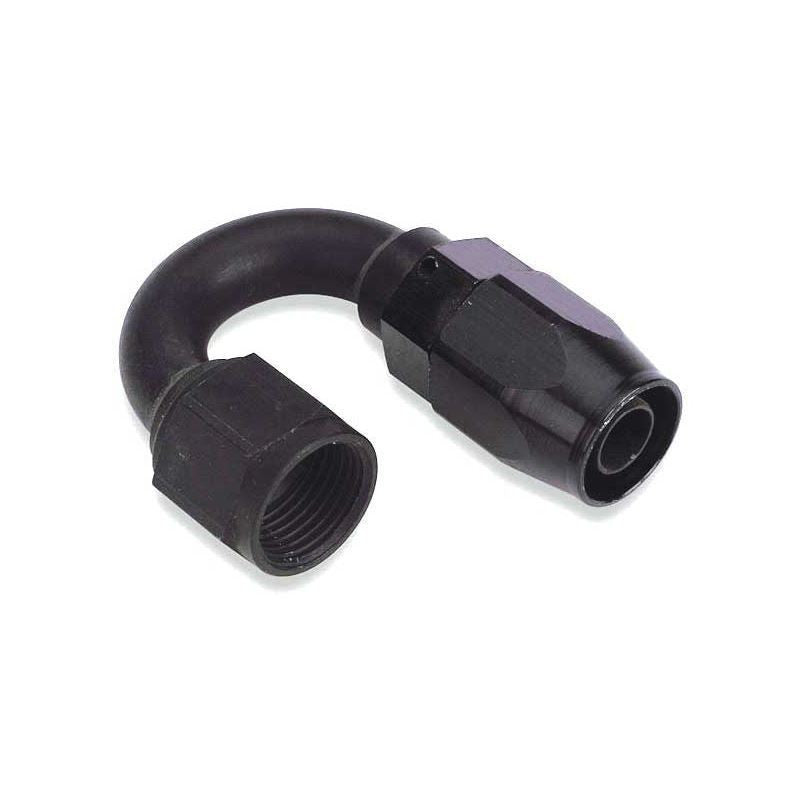 BLACK 180 DEGREE SWIVEL ALUMINUM HOSE END 12AN