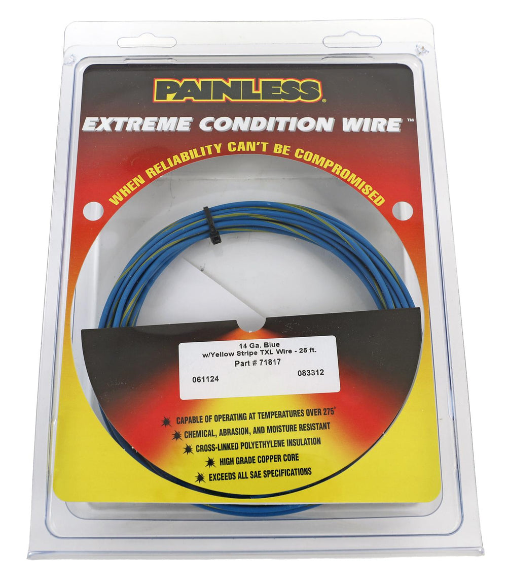 WIRE TXL 14GA BLUE W/WHT