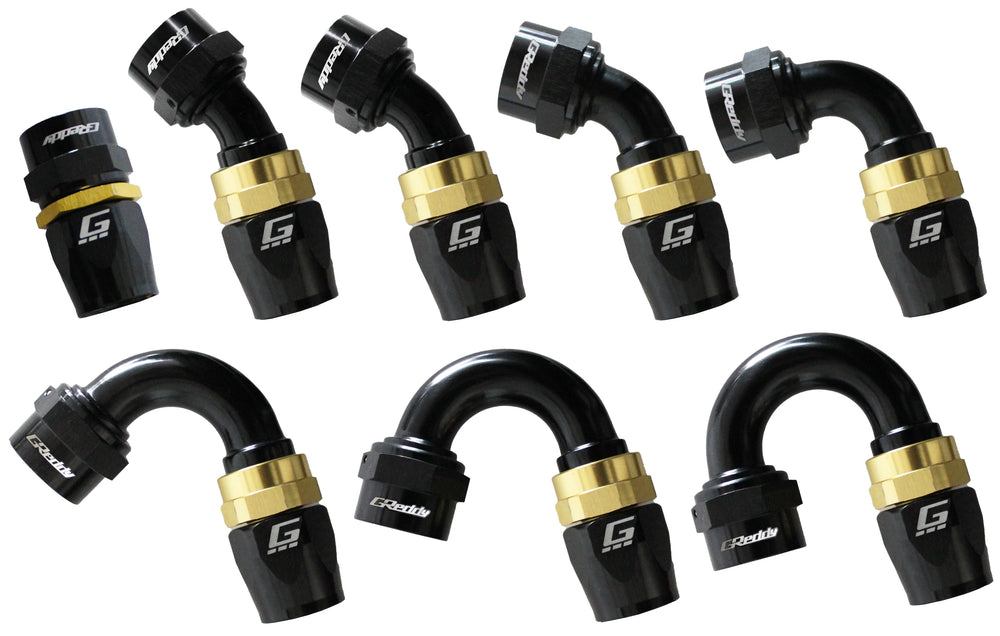 GReddy AN04 30 DEGREE HOSE END SWIVEL BLACK/GOLD ANODIZED