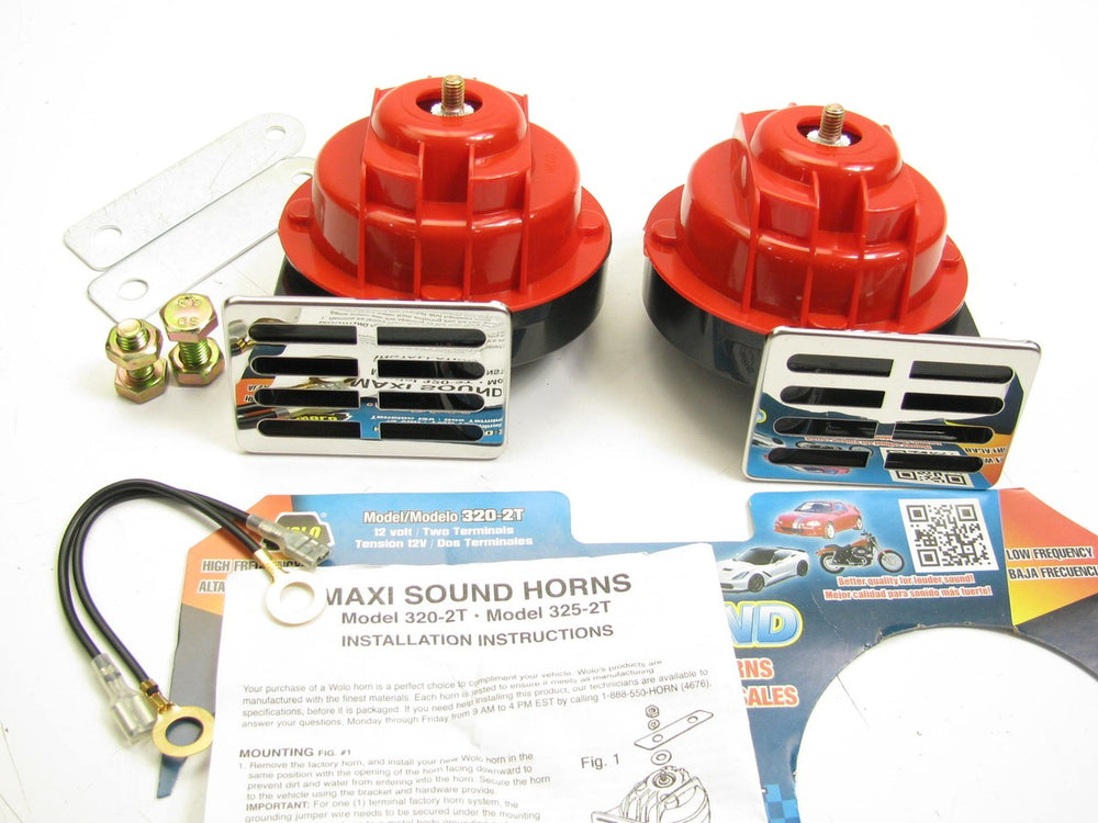 MAXI SOUND(2)UNIVERSAL REPLACEMENT HORNSCHROME GRILL AND RED COVER(2)TERMINAL