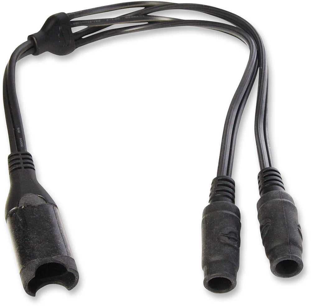 OPTIMATE CABLE YSPLITTER FROM SAE TO 2 X DC SOCKETS EASY CONNECT W/ WEATHERPROOF SAE RUBBER SEAL