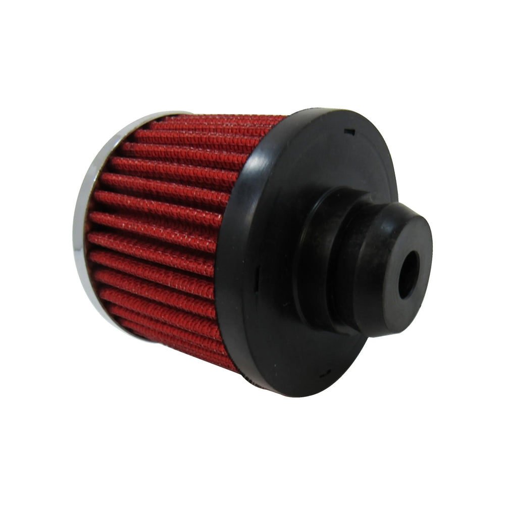 Valve Cover Breather 3in Tall Push In Chrome/Red