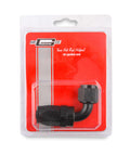 Swivel Hose End -10 AN 90 Degree Swivel Hose End Black Black Satin Anodized Finish Mr Gasket