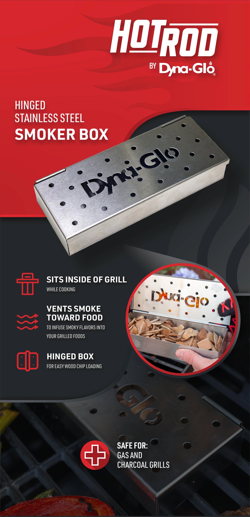 HINGED STAINLESS STEEL SMOKER BOX