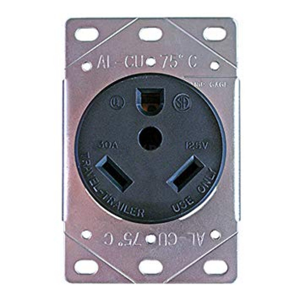 30 AMP FLUSH RECEPTACLE IN PLATE