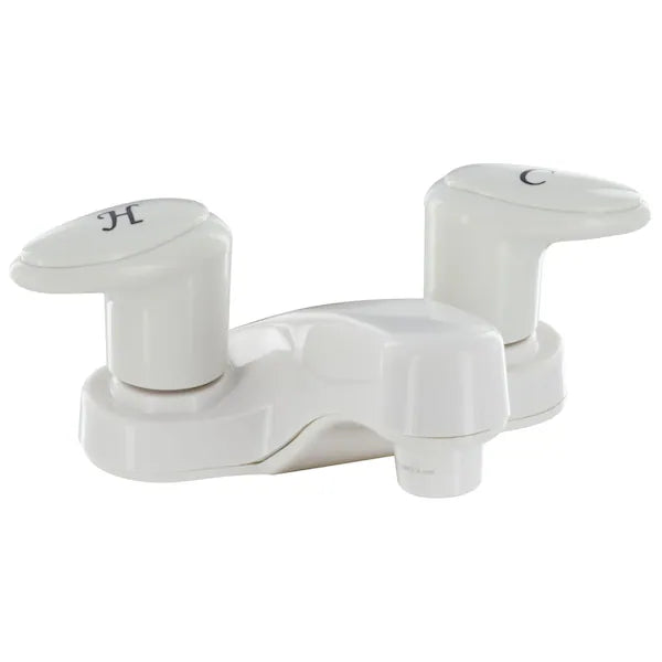 BATHROOM FAUCET 4IN 2 LEVER 1/4 TURN PLASTIC WHITE