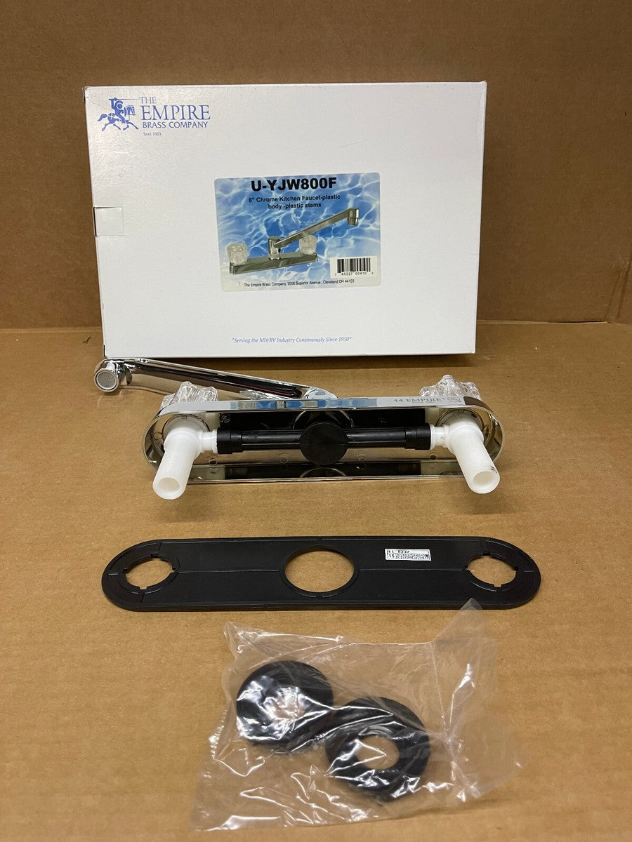 FAUCET8 PLASTIC KITCHEN W/ DSPOUT & CRYSTAL HDLS CHROME