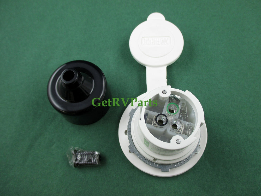 20A 125V STRAIGHT BLADE POWER INLET WHITE
