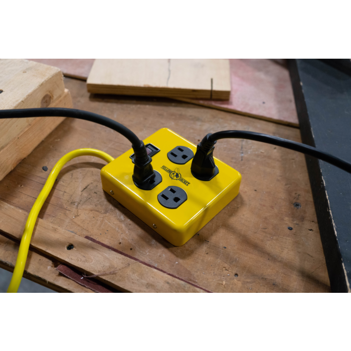 YELLOW JACKET 2177N METAL POWER BLOCK W/4 OUTLETS AND LIGHTED SWITCH 4FT CORD