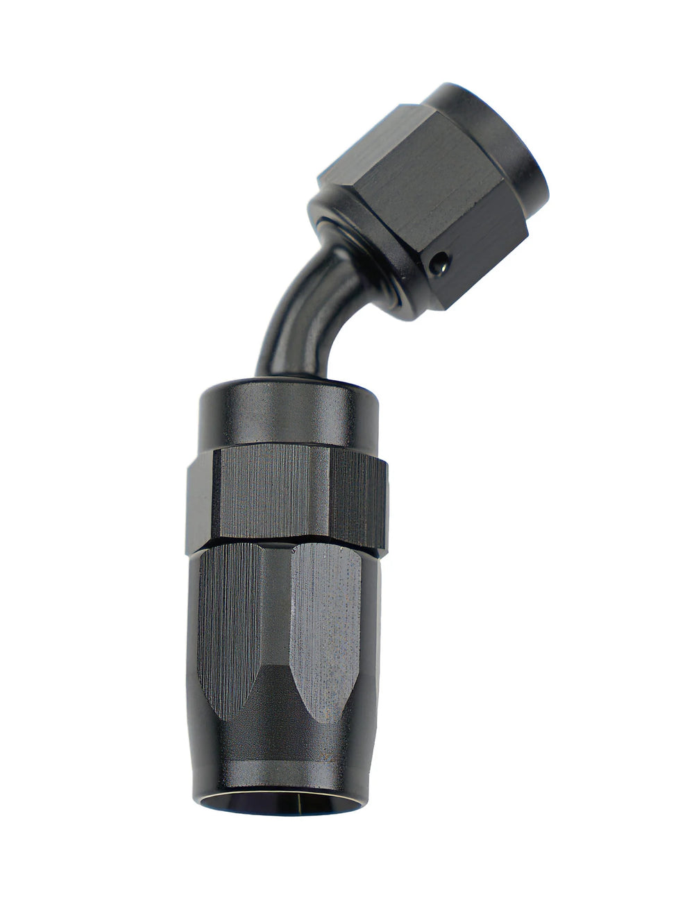 Reusable Hose End Black 45 Deg Elbow -4