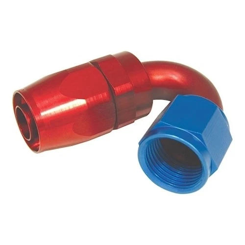 RED/BLUE 150 DEGREE SWIVEL ALUMINUM HOSE END 10AN