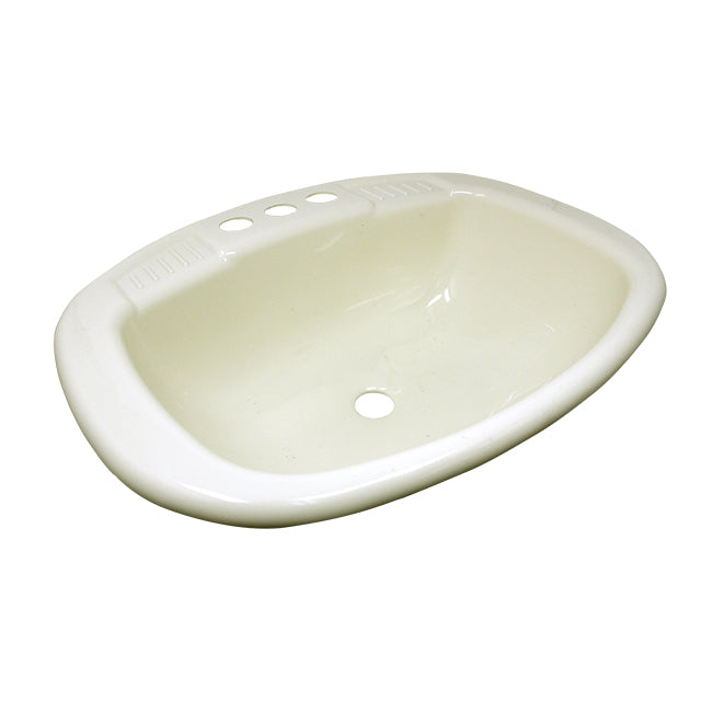 SINK 16X20 PARCHMENT POLY OVAL W/OVERFLOW